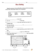 Use these free water safety worksheets for kids to help you teach your kids without scaring them. Bus Safety School Safety Printable 2nd Grade Teachervision
