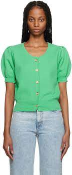 Dunst: Green Puff Sleeve Cardigan | SSENSE UK