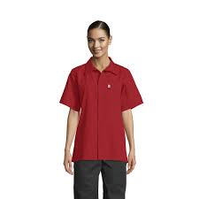 uncommon threads 0920 red customizable classic short sleeve cook shirt m