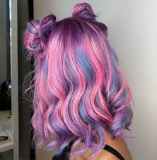 Pink And Blue Hair Space Buns Hair Styles Pretty Hair Color Hair Dye Colors