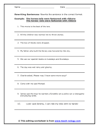 Rewriting Sentences Worksheets Sentence Correction Worksheets First Grade Worksheets