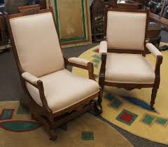 2 Antique Eastlake Walnut Carved Parlor Chairs Victorian Rocker Arm Seat Chair Parlor Chair Antique Chairs