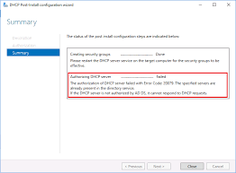 Authorizing Dhcp Failed Error 20079