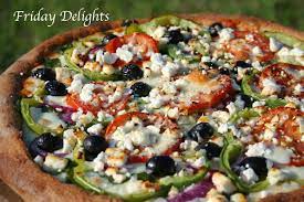 Homemade Greek Pizza With Spinach Feta Cheese And Olives Friday Delights Greek Pizza Olive Recipes Spinach And Feta