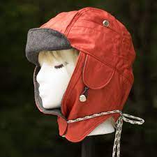 Orange Leather Trapper Hat Orange Grey Motorcycle Hat With Etsy Orange Leather Jacket Orange Leather Women Aviator Hat