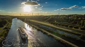 Sonnenuntergang Am Rhein Herne Kanal In Gelsenkirchen Nordsternpark Rhein Herne Kanal Luftaufnahme Ruhrgebiet