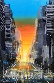The new york city skyline is ranked as one of the top five skylines in the world. New York Skyline Manhattan Sunset Painting By Irina Rumyantseva Artmajeur
