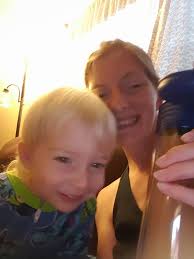 Charlie up the Skypoint Tower today Tea, Coffee & Cake 🦁 🏉 a bit misty 😋  ☁️