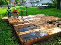 An Outdoor Pallet Deck Minettes Maze Pallet Patio Decks Pallet Outdoor Pallet Patio