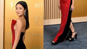 Shogun Star Anna Sawai Goes Glam in Christian Louboutin Platform Amali  Alta Sandals at the 2025 SAG Awards