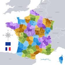 Oficjalna nazwa republika francuska (fr. High Detail Wektor Mapa Francja Regiony Departamenty I Duzych Fototapeta Fototapety Kompasie Limousin Lorraine Myloview Pl