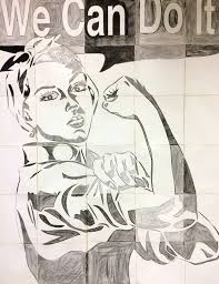 We Can Do It Group Collaboration Mural Poster Approx 35 X 42 Drawing Grid Version Als Womens History Month Women In History Women History Month Activities