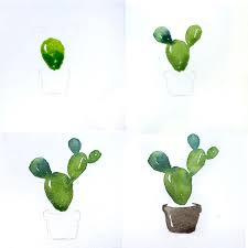 Follow along to learn how to draw this family of cute, cartoon cactus step by step, easy. Paint 4 Easy Cacti Using Watercolor