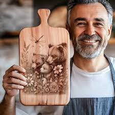 Charcuterie Board Laser Engraving File with Bears in Field and Dragonfly,  Rustic Kitchen Decor, Wood Chopping Board Design Template #155