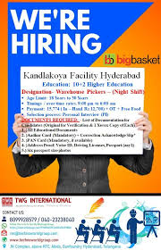 Twg International Is Hiring Pickers For Big Basket Kandlakoya Facility Hyderabad Education 10 2 Higher Ed Safety Training Health And Safety Higher Education