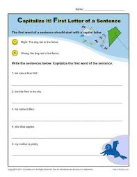Kindergarten Capitalization Worksheet First Letter Of A Sentence Capitalization Worksheets Punctuation Worksheets Writing Sentences Worksheets