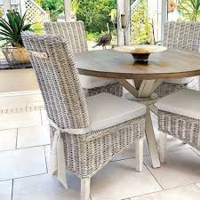 Grey Wash Rattan Dining Chairs With Cream Cushion Pair Rattan Dining Chairs Wicker Dining Chairs Dining Chairs