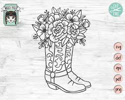 Free printable cactus coloring pages for kids. Cowboy Boots Svg File Cowboy Boots With Flowers Svg File Etsy Cowboy Boots Drawing Cowboy Boot Tattoo Drawings