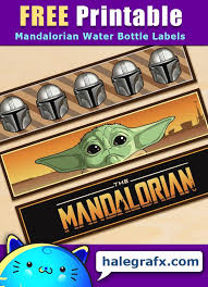 Free Printable Star Wars Mandalorian Water Bottle Labels Star Wars Printables Star Wars Theme Party Star Wars Baby Shower