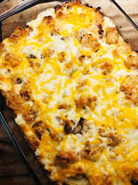 Spoon the mixture into the prepared baking dish. Chicken Bacon Ranch Tater Tot Casserole Cooks Well With Others