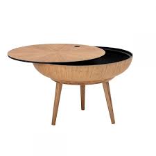 Antique round end tables for living room bedroom boho solid coffee table indian decorative mango wood carved bed side table 18x18 inch. Bloomingville Scandinavian Coffee Table Round Oak Coffee Table With Removable Top