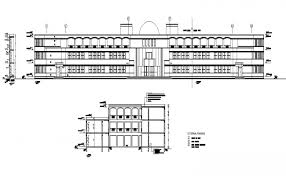 School Building Elevation 2d View Layout Autocad File Building Elevation School Building School Floor Plan