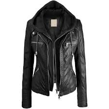 Ll Womens Hooded Faux Leather Jacket 20 Liked On Polyvore Featuring Outerwear Jackets Tops Leather Jacket Hooded Jacket Clothes Leather Jacket Jackets