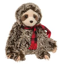 Bramley The Plush Sloth With Red Plaid Scarf Douglas Sloth Stuffed Animal Plush Animals Quality Stuffed Animals