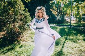 Slavic wedding dress, folk traditional embroidery, hungarian dress kalocsa flowers, crocheted lace angel sleeve dress, vintage slavic gown etnosoul. Ukrainian Wedding Dress Bohemian Wedding Dress Embroidered Etsy