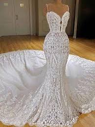 Luxury Crystals Mermaid Wedding Dresses Off The Shoulder Appliques Bridal Gowns Babyonlin Wedding Dresses Beaded Wedding Dresses Lace Mermaid Wedding Dress