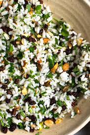 Rice Salad With Currants Almonds And Pistachios Recipe Recipe Rice Salad Nyt Cooking Pistachio Recipes