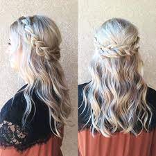 Braid the hair along the curve of the head until you reach the front on the other side. Ashley Petty On Instagram Bridal Hair Is The Only Thing That Can Get Me Up Before Sunrise Wedding Hair Down Front Hair Styles Hair Down With Braid