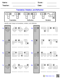 This batch of printable translation worksheets is a great resource for teachers and parents to enlighten the kids on how a shape is transformed after translation. Geometry Worksheets Transformations Worksheets