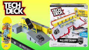We got this one at. Tech Deck Sls Pro Series Skate Park Fun Box With Rail Signature Board Youtube