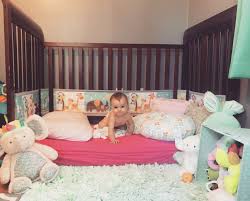 Floor Bed Took One Side And Bed Spring Off Of The Crib We Laid The Mattress On The Floor We Decided To Keep The Diy Toddler Bed Toddler Floor Bed