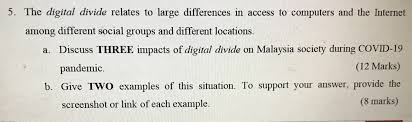 Digital adoption among the country's smes still lag behind those of large firms most firms are interested in government assistance to drive digital solutions adoption.the digital divide between firms in malaysia. Solved 5 The Digital Divide Relates To Large Differences Chegg Com