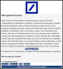Die deutsche bank ist viel besser als von. Deutsche Bank Phishing Aktuell Diesen Fake Mails Durfen Sie Nicht Trauen