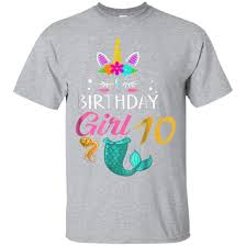 Unicorn Birthday Outfits For 10 Year Olds Awesome 10th Birthday Girl Unicorn Shirt Mermaid Tail 10 Years Old Double Digit Birthday Ideas Birthday Girl Shirt Girl Birthday