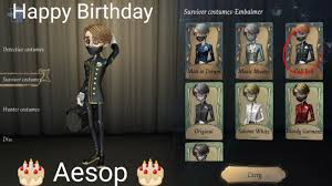 Me and a friend have been playing a l o t of identity v lately and this is one of the skins i hope to get for my main, aesop, after the asylum skin. Identity V Happy Birthday Aesop Youtube