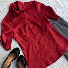 Iz Byer California Deep Red Blouse Ruched Sleeves