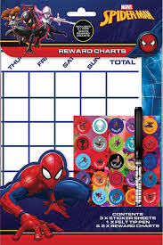 Details About Marvel Spiderman Wipe Clean Childrens Reward Charts With Stickers Pen