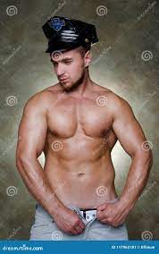 Naked cop. Handsome guy stock image. Image of body, exercise - 117963181