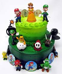 Super mario bros kart 8 super mario cake topper mario. Mario Brothers Birthday Party 22 Piece Mario Birthday Cake Topper Featuring Mario Luigi Bullet Toad Mushroom Goomba Koopa Shy Bomb Lakitu Spiny Mario Coins Large Bomb And 6 Mario 1 Decorative Buttons