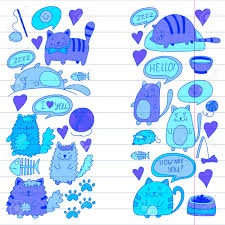 Katzen Vektor Domestic Cute Kawaii Katzchen Japanische Kawaii Stil Cartoon Katze Spielen Illustratrion Fur Tierhandlung Tierarzt Cattery Wallpaper Kindergarten Kinder Zeichnen Kinder Zeichnen Stil Lizenzfrei Nutzbare Vektorgrafiken Clip Arts