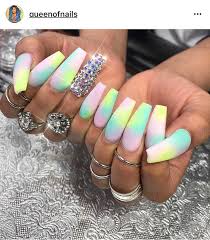 A set of gel nails or a. Coffin Neon Rainbow Nails Novocom Top
