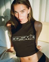 Jasper Cunningham Cosmic Cropped Baby Tank Y2k Rhinestone High Neck Black  Fitted