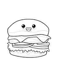 Fantasy and medieval coloring pages. Kawaii Hamburger Coloring Page Coloring Pages Free Coloring Pages Food Coloring Pages