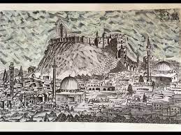 drawing of ancient aleppo رسم مدينة حلب youtube drawings vintage world maps aleppo
