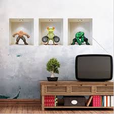Led lights tv background for 50. 3d Simulation Creative Animation Cartoon Characters Wall Stickers Living Room Tv Sofa Background Mural Decal Home Decor Z 005 Stickers Living Wall Stickerhome Decor Aliexpress