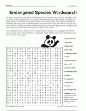 Download as doc, pdf, txt or read online from scribd. Endangered Species Wordsearch Printable 3rd 5th Grade Teachervision